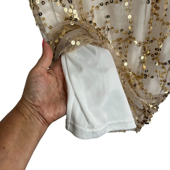 NWT Pretty Little Thing Rose Gold Cream Sequin Mini Dress US 4 HOCO Prom Party - Picture 7 of 12